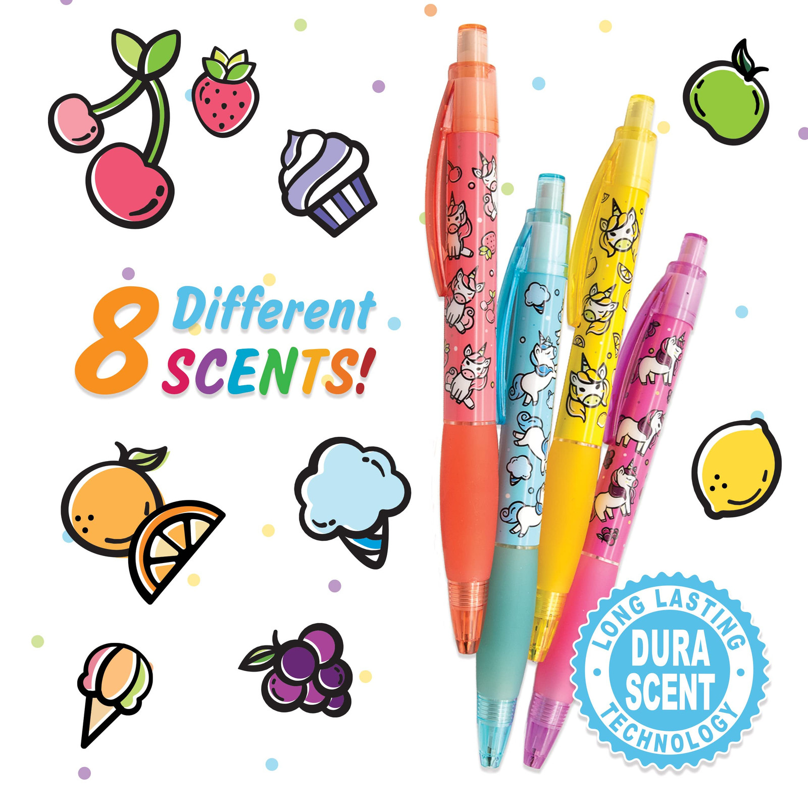 Unicorn Graphite Mechanical Pencils Pack of 8 Scented Grip Medium Point 0.7mm