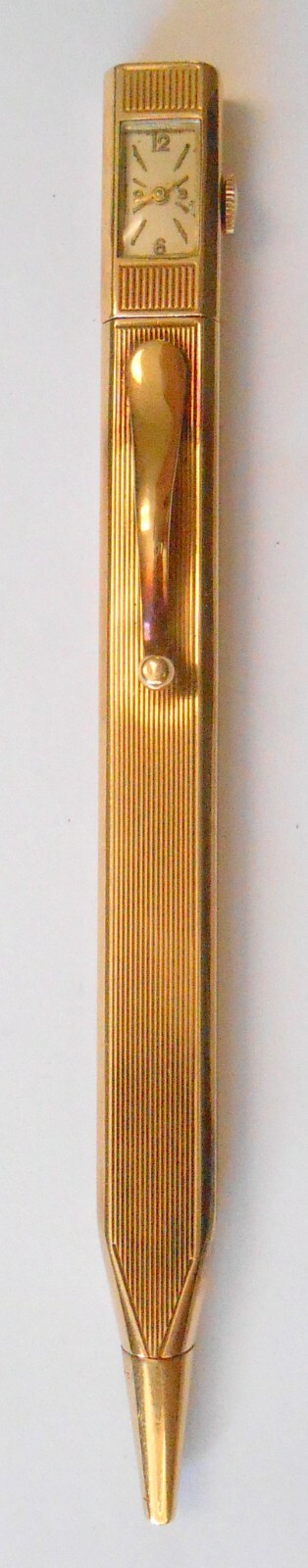 Rare Solid 14K Yellow Gold Mechanical Pencil w/ P. Buhre Watch 5″ Vintage