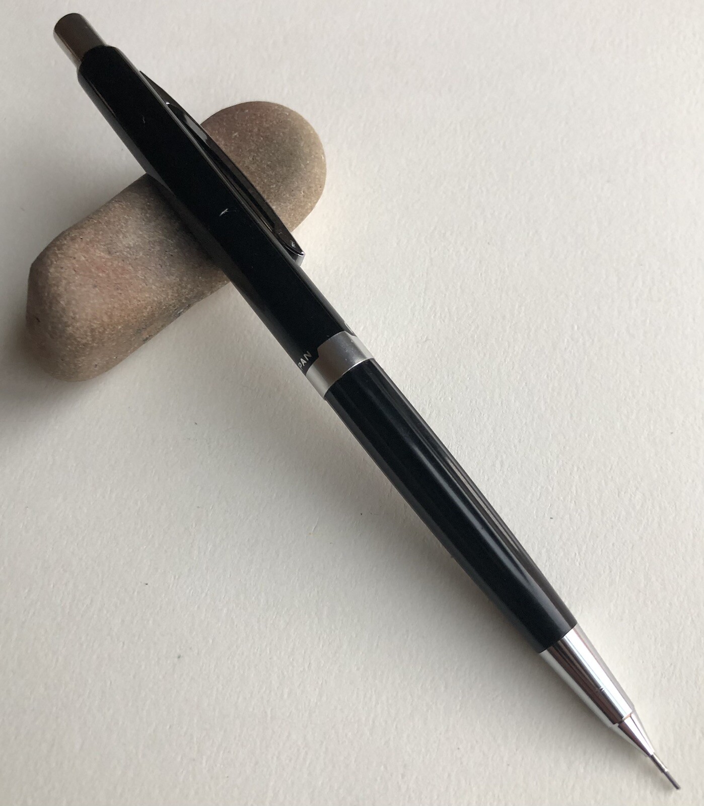 Vintage PENTEL 5 Mechanical Pencil .5mm Lead Black Barrel Chrome Trim Japan