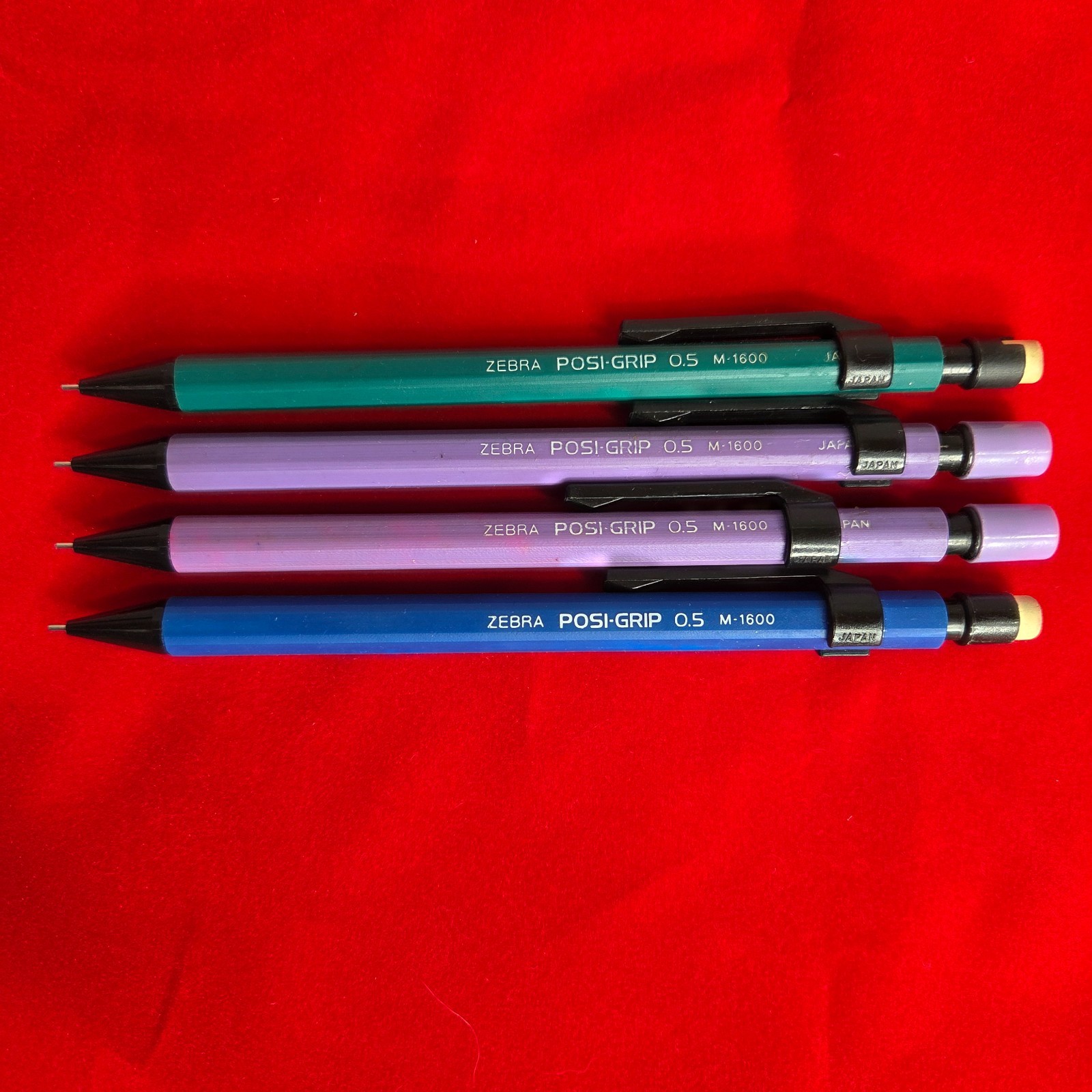 Lot of 4 Zebra Posi-Grip Refillable Mechanical Lead Pencil 0.5 M 1600 Japan