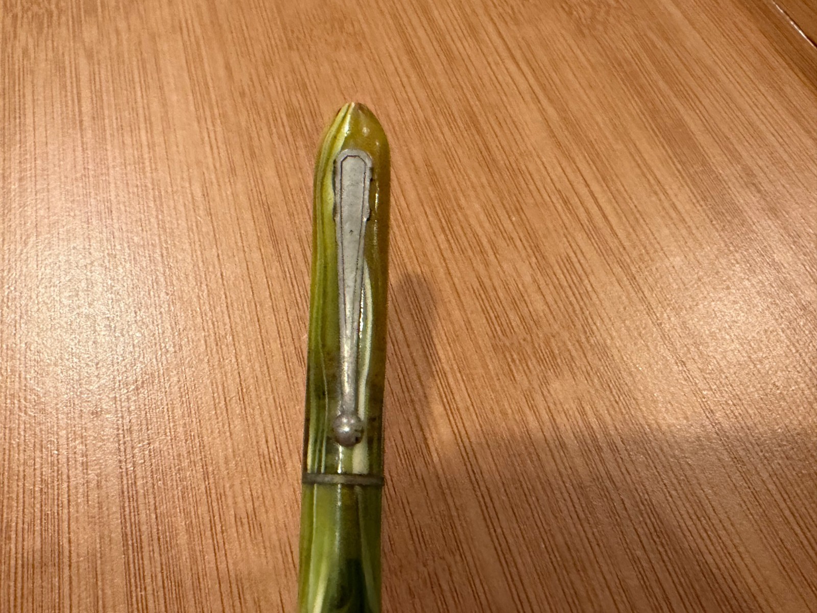 Vintage Green Striated Plastic or Celluloid Mechanical Pencil