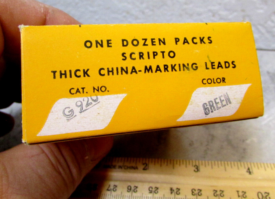 scripto china marking leads new old stock box of 12 packs of G920 Green