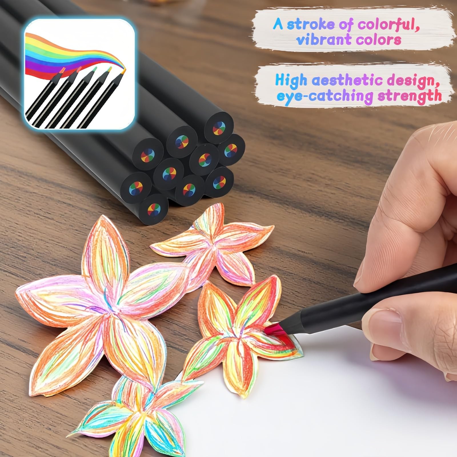 SAYUANVA Rainbow Art 1 Count (Pack of 12), Black Barrel With Core