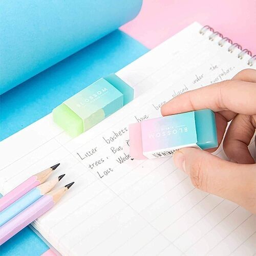 8Pcs Colorful Gradient Pencil Erasers Set, Colored Cube Erasers Cute Gradient Er