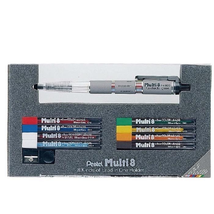 Pentel Multi 8-Pack Mechanical Pencil + 8 Color Leads Set PH802ST NEW from JAPAN