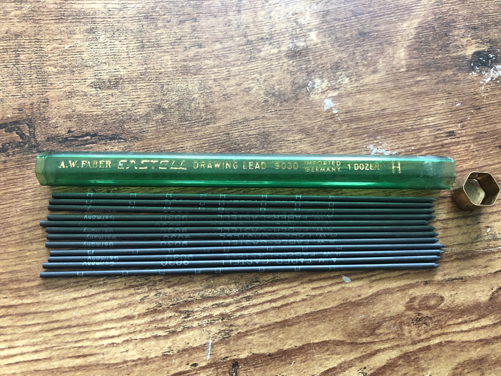 Vintage AW FABER Castell Drawing Lead 7pcs Refill Vials #9030 Mechanical Pencil