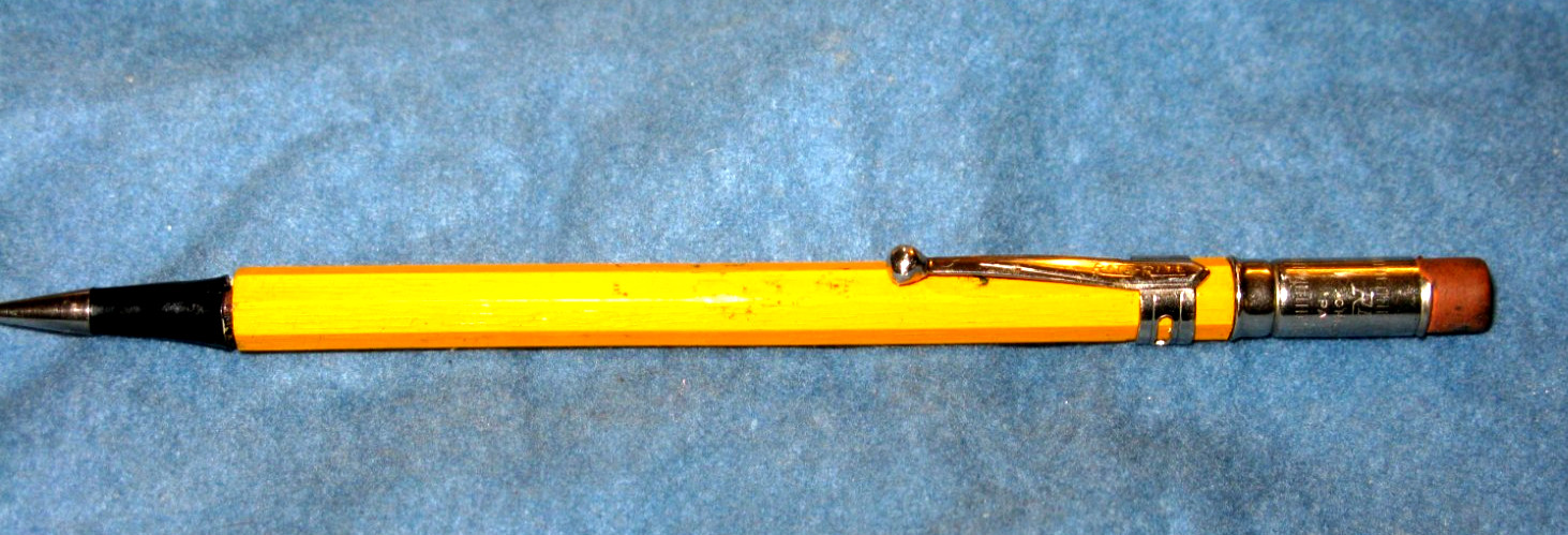 VERY EARLY RITE-RITE YELLOW WOOD MECHANICAL PENCIL W/1.1MM LEAD