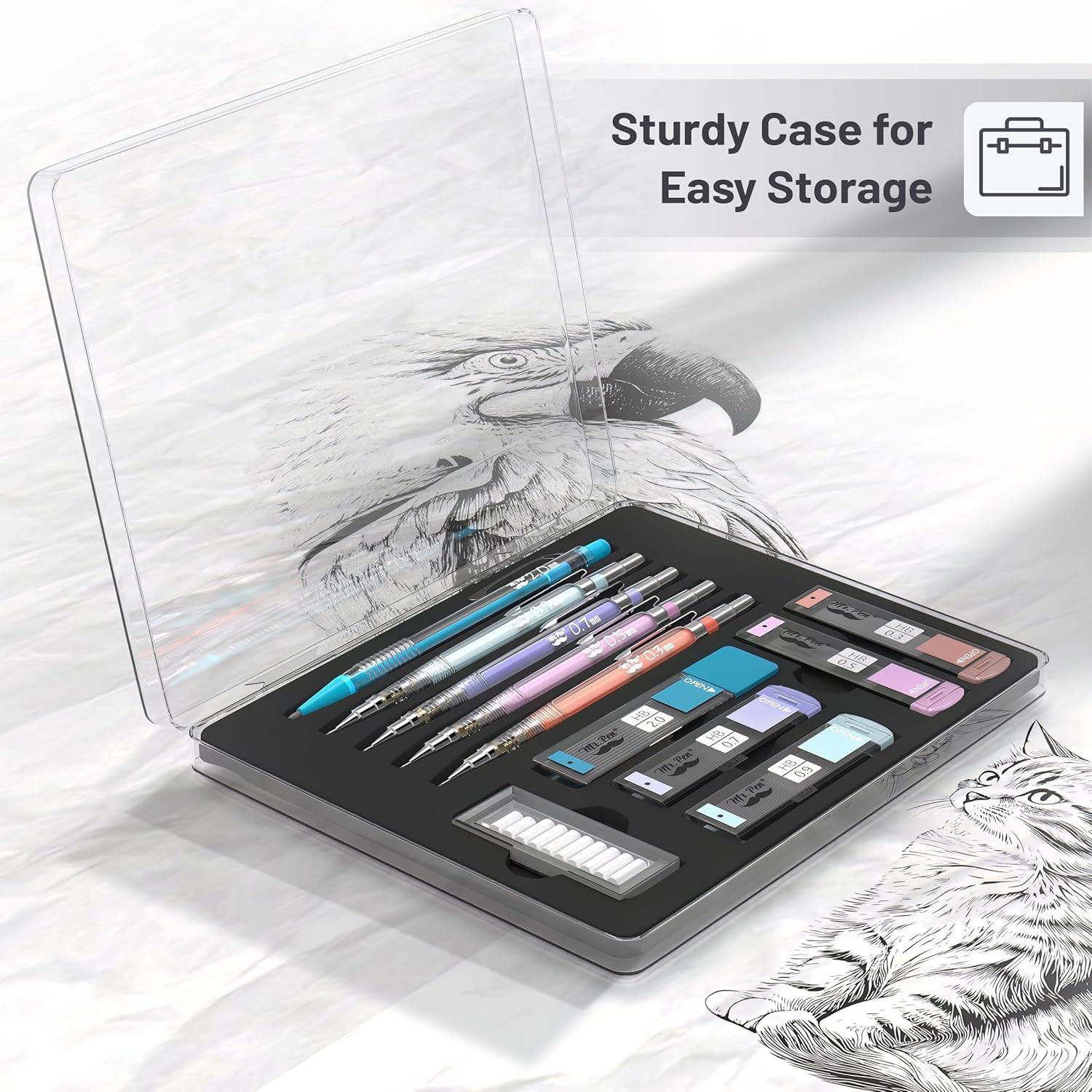 Mr. Pen- Pastel Mechanical Pencil Set, 5 Mechanical Pencils (0.3, 0.5, 0.7 | 0.9