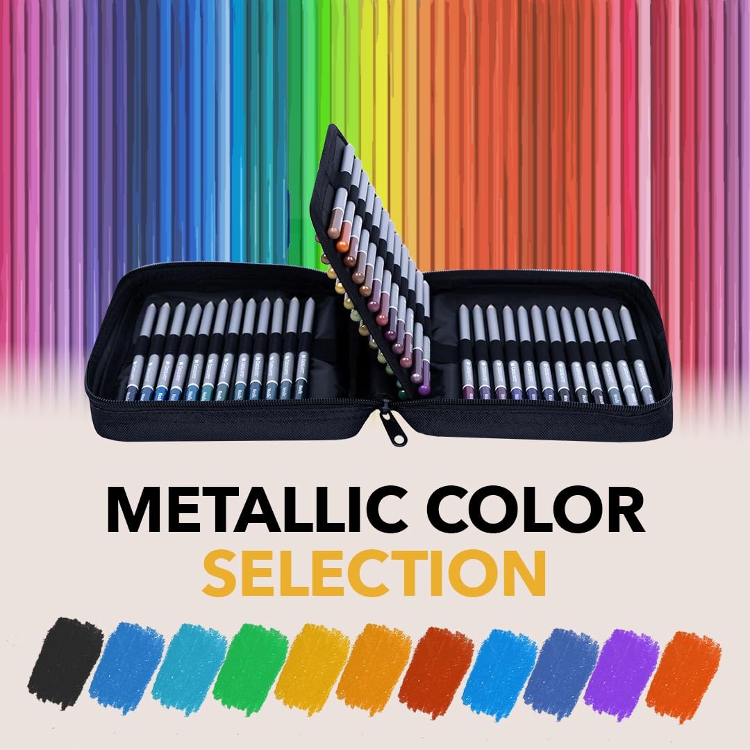 Castle Art Supplies 48 Metallic Colored Pencils 1 Count (Pack of 1),