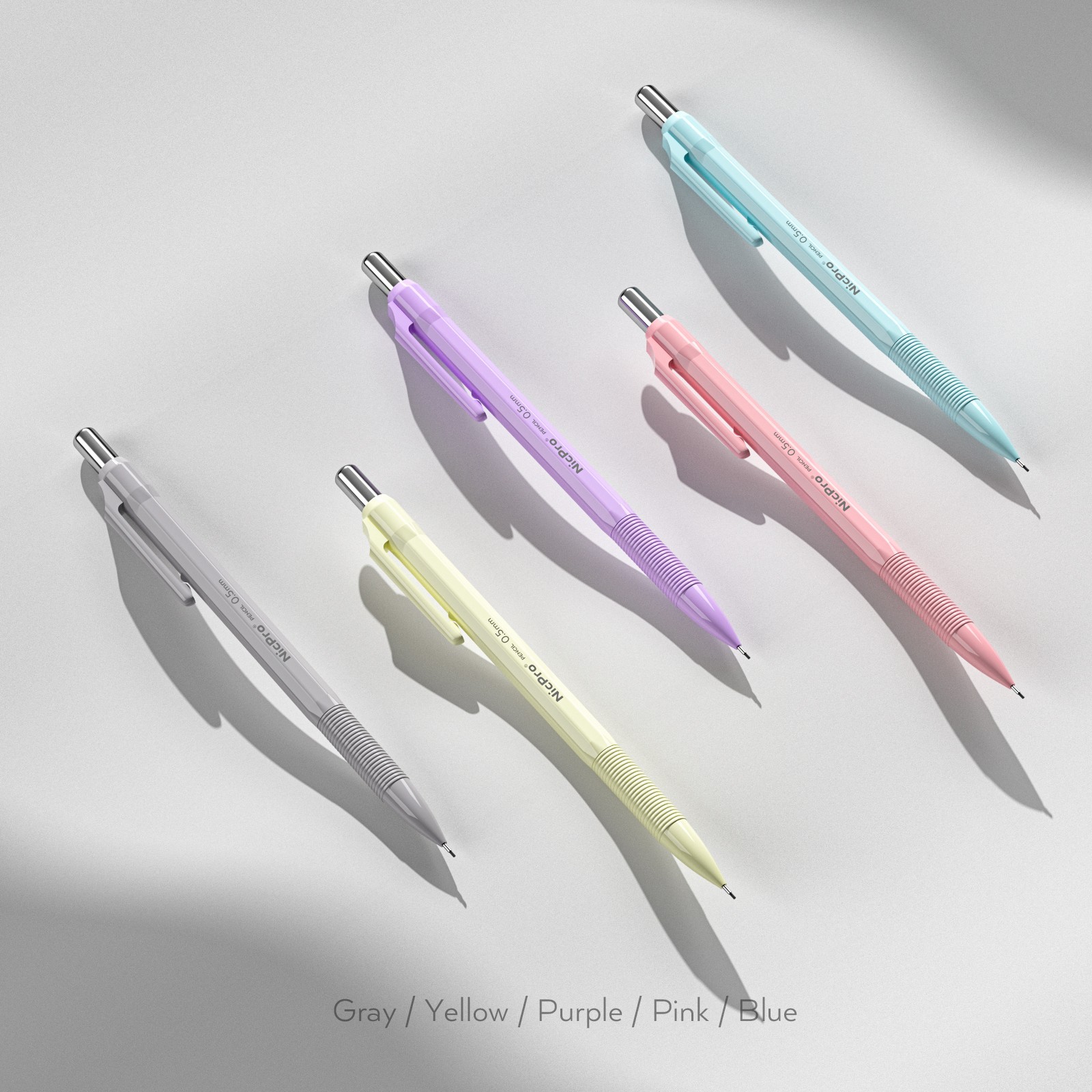 Nicpro 10PS 0.5mm Pastel Drafting Pencils + Case, 10 HB Refills, 12 Erasers