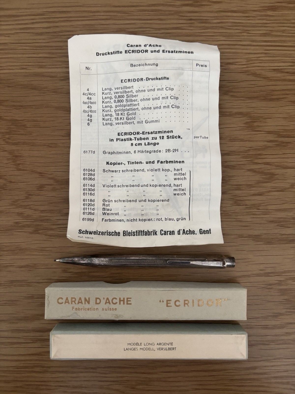 Vintage Caran D’Arche – ECRIDOR Silver Mechanical Pencil – Original Box & Manual