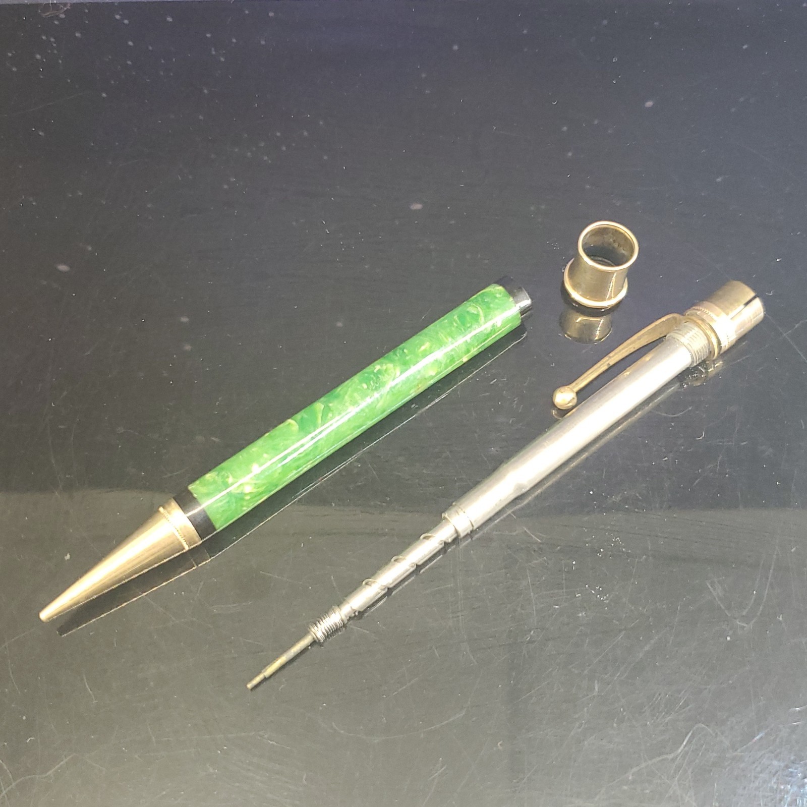 VTG 1920s Parker Duofold Jade Green Apple Mechanical Pencil Clip Model USA VGC