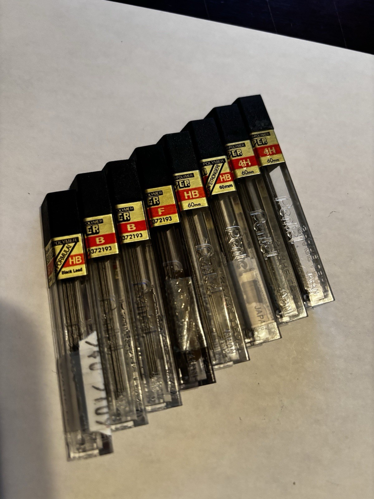 Lot Of 8 Vintage Pentel Hi-Polymer Mechanical Pencil Leads 0.5mm HB, B, F,