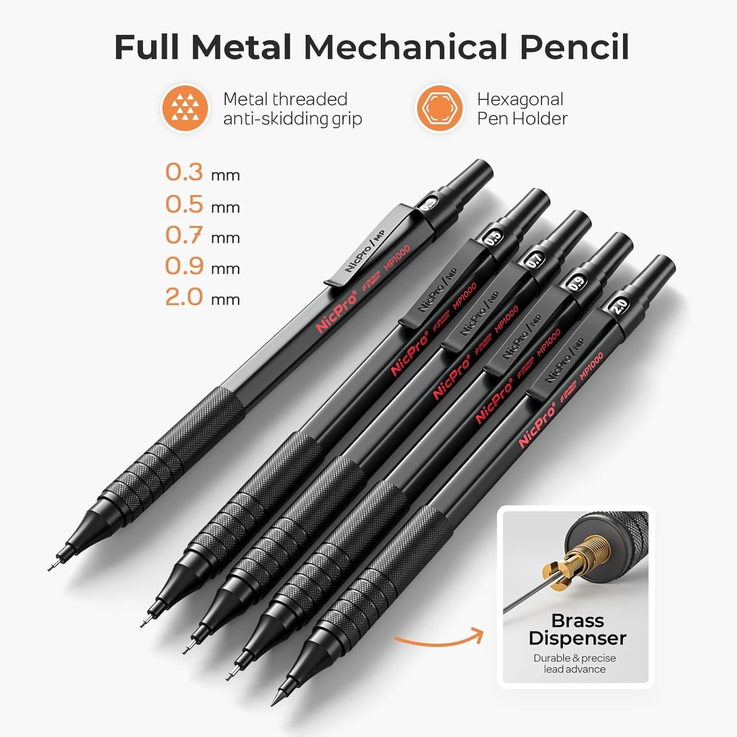 Durable 5-Piece Mechanical Pencil Set: Perfect for Drawing & Drafting Excellence