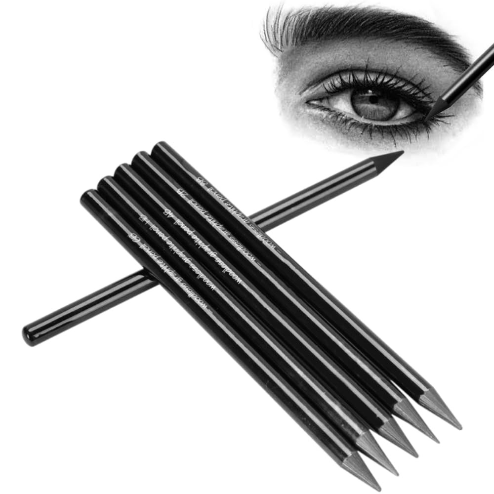 SIQITECHNO 6Pcs Woodless Graphite Pencils HB 2B 4B 1 Count (Pack of 1), Black