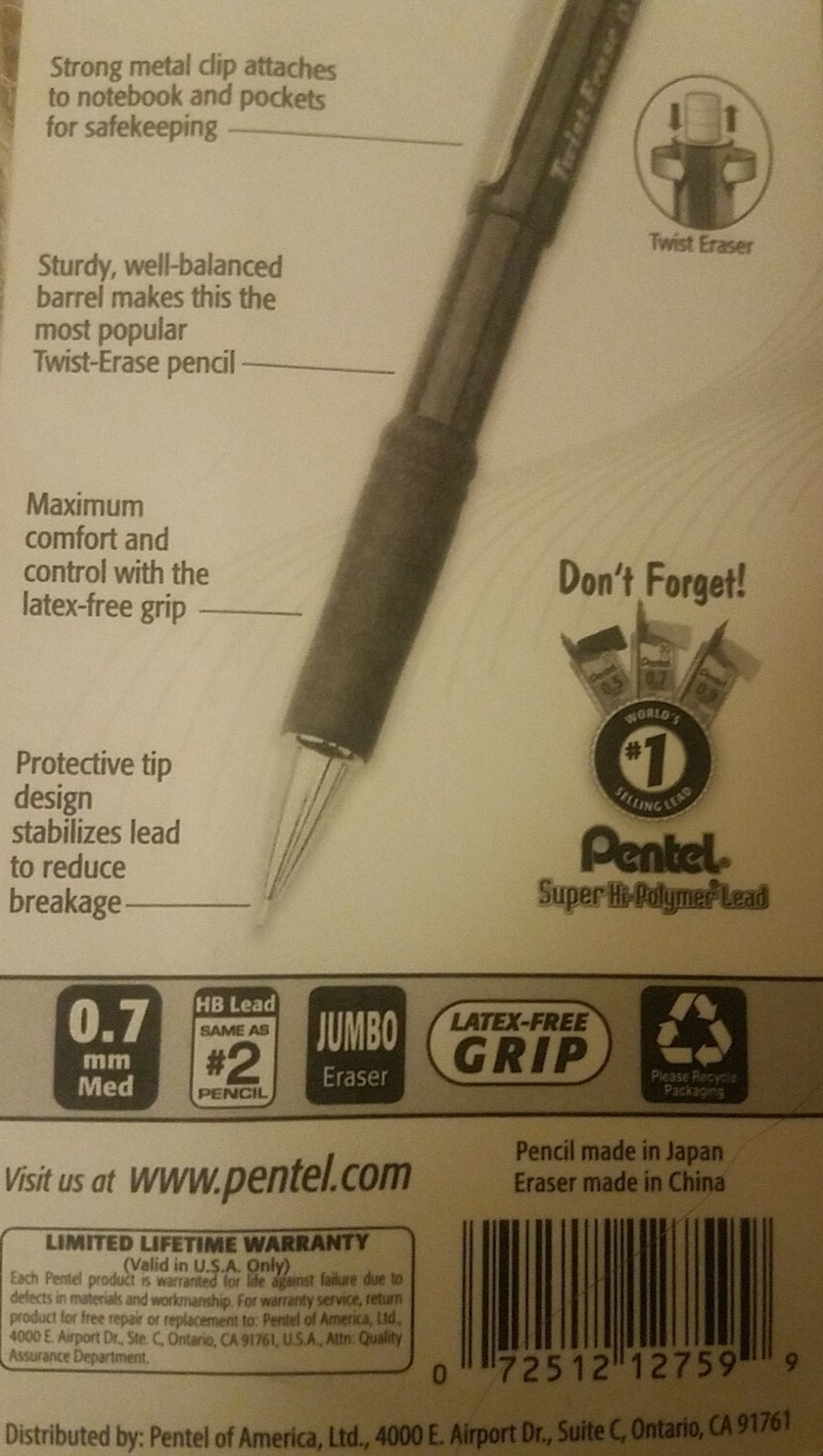 Pentel Twist-Erase III 0.7 MM Med