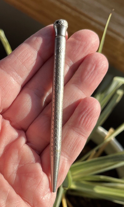Antique Vtg PAL Silver Tone Pendant Mechanical Pencil Made USA **READ**