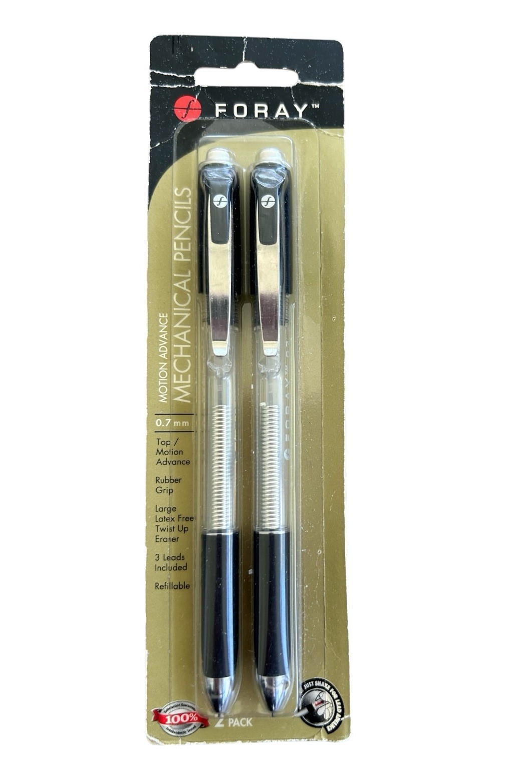 VTG 2006 Foray NOS Mechanical Pencils Two Pack X 2 Motion Advance Rubber Grip