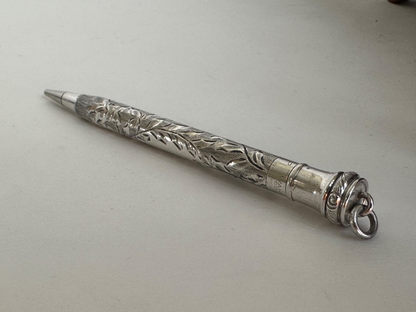 Antique Sterling Silver Whal Ever Sharp Engraved Mecanical Pencil Pendant