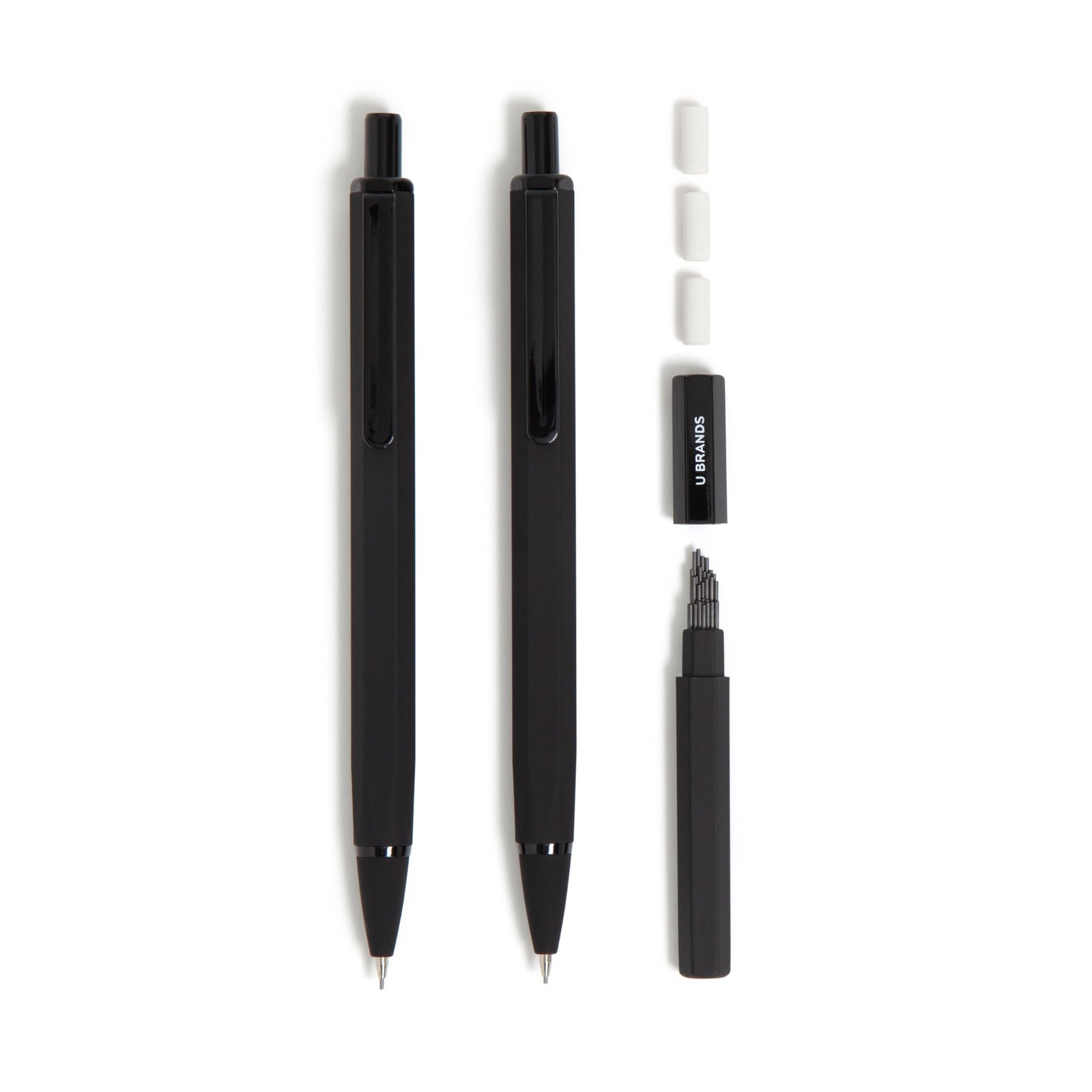 U Brands Cambria Mechanical Pencils, Set 1 Count (Pack of 2), Midnight Black