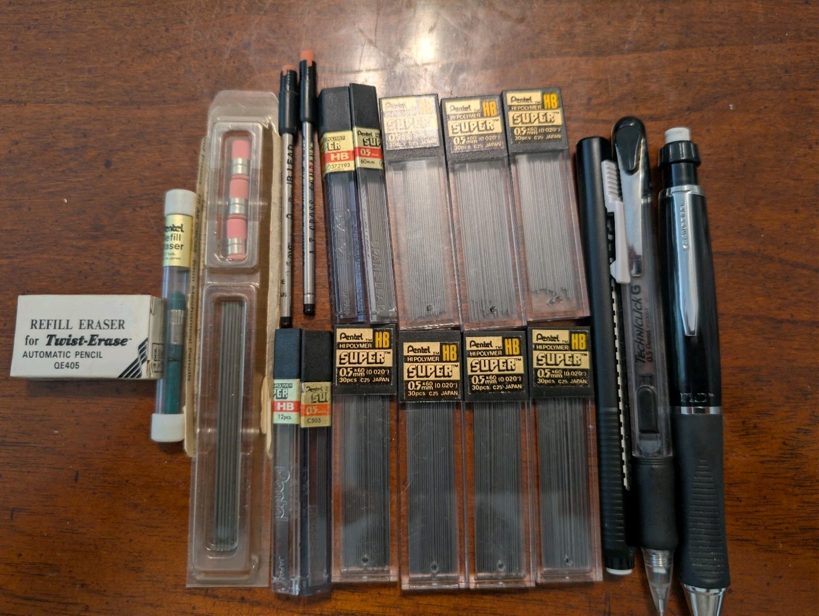 Vintage Pentel HB 0.5mm Lead Lot 11 Tubes Japan + Sanford PhD Pencil + Cross