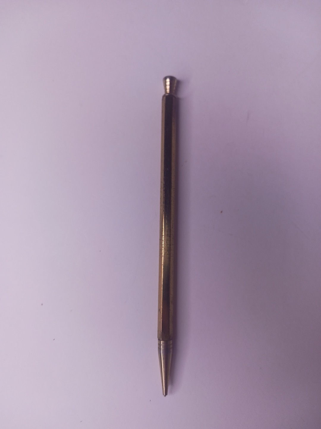 Vintage 5.25″ Mini Hexagonal Mechanical Pencil with Brass Housing