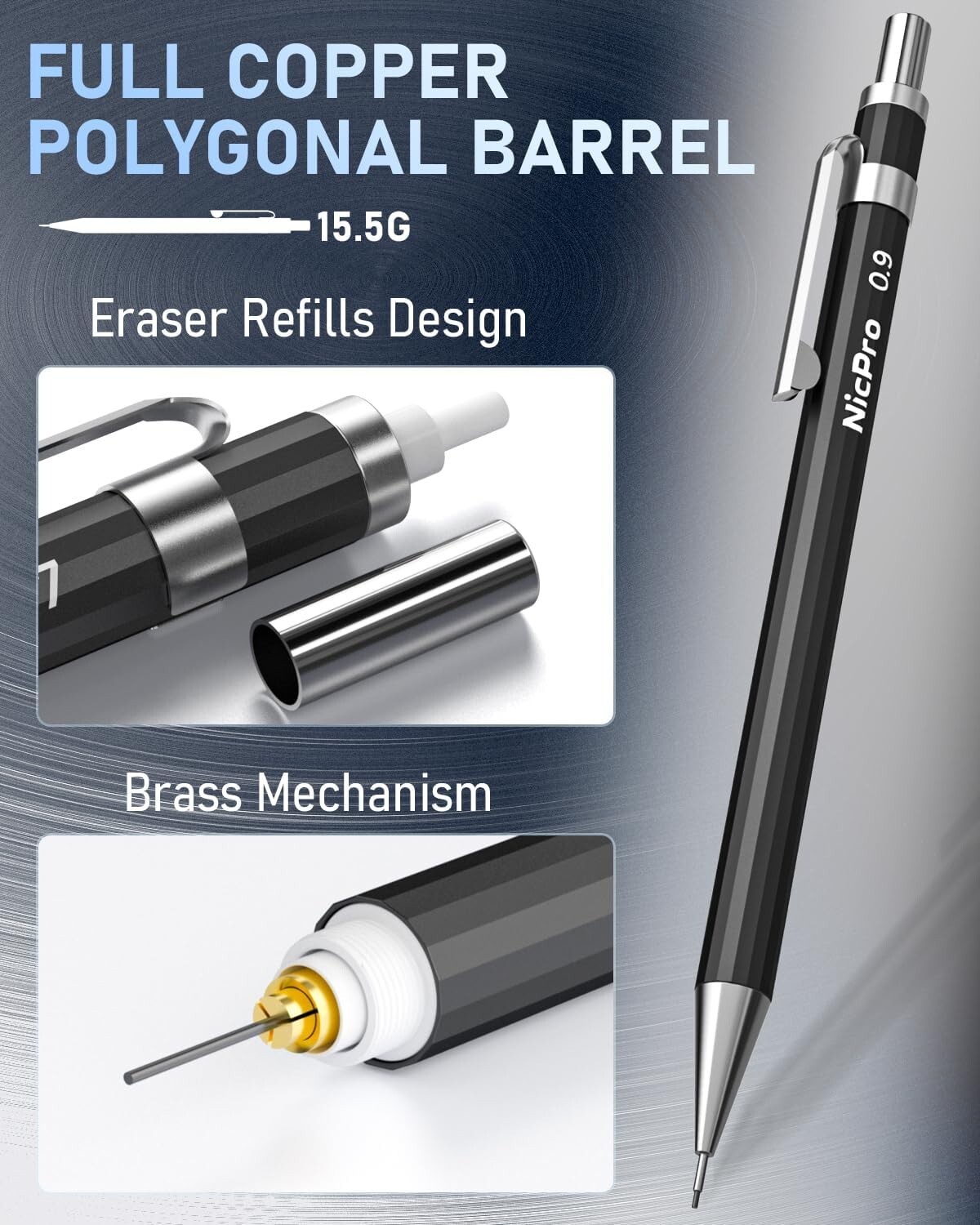Ergonomic Mechanical Pencil Set with Knurled Grip – Ideal for Artists & Students
