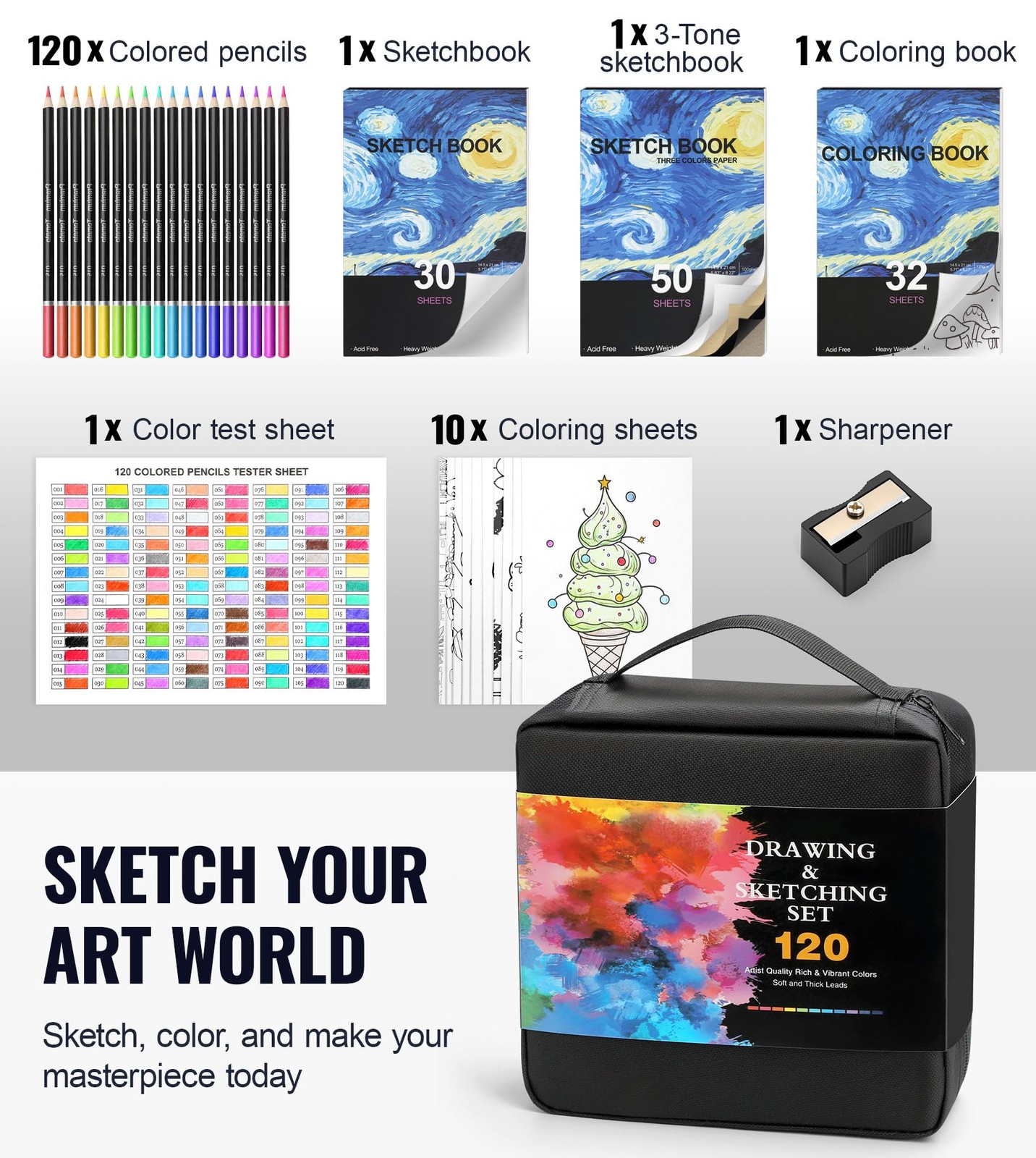 TMOL 120 Pack Colored Pencils for Adult 1 Count (Pack of 120), Multicolor