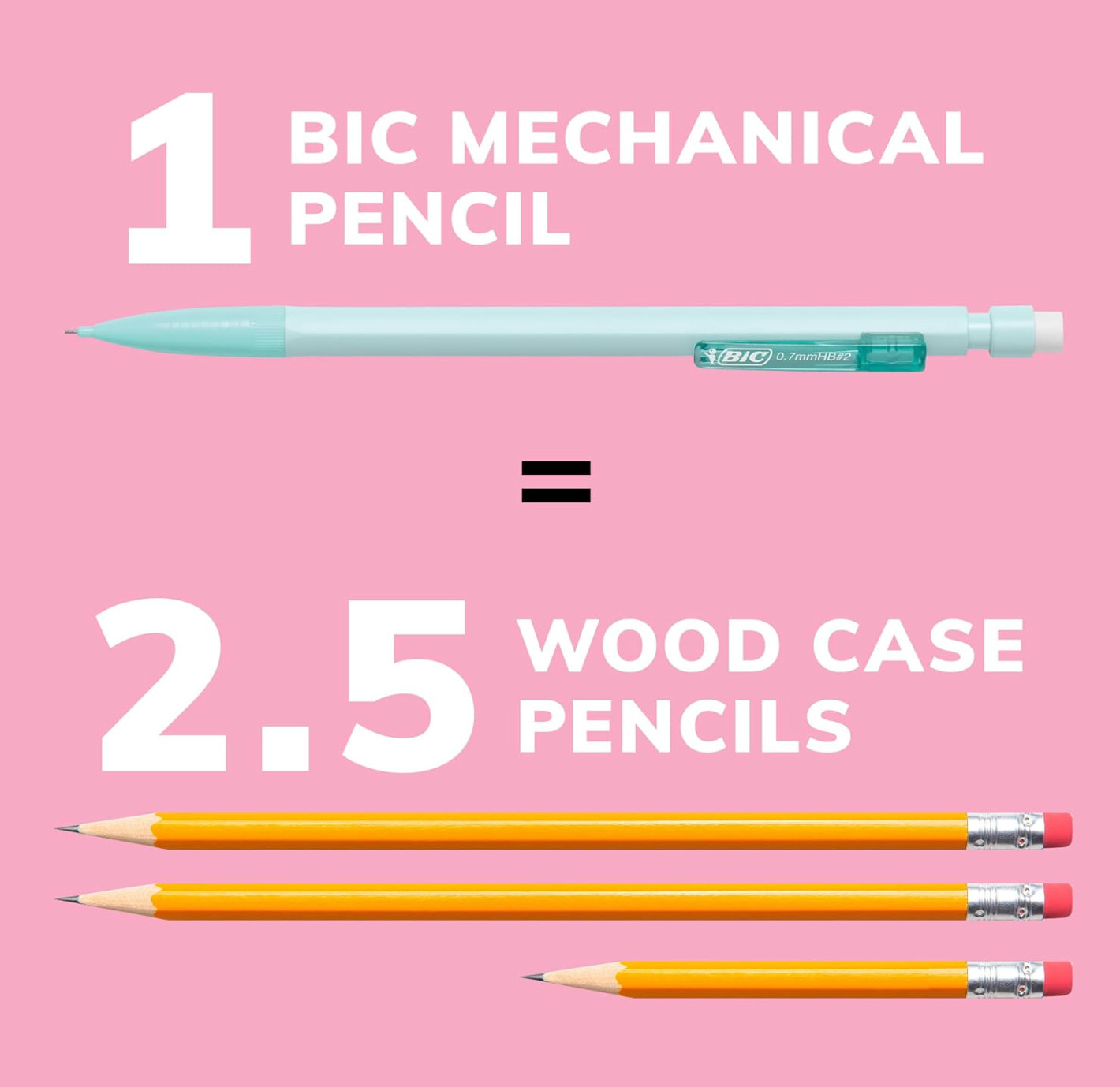 BIC Xtra-Smooth Pastel Mechanical Pencils with Erasers, Medium Point (0.7Mm), 40