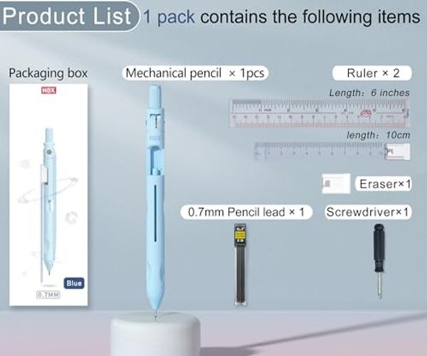 Blue Metal Grip Mechanical Pencil for School Supplies – Refillable – Refillable