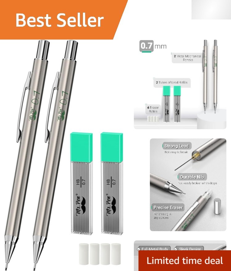 Minimalist 0.7mm Metal Mechanical Pencils – Perfect for Art & Technical Writing