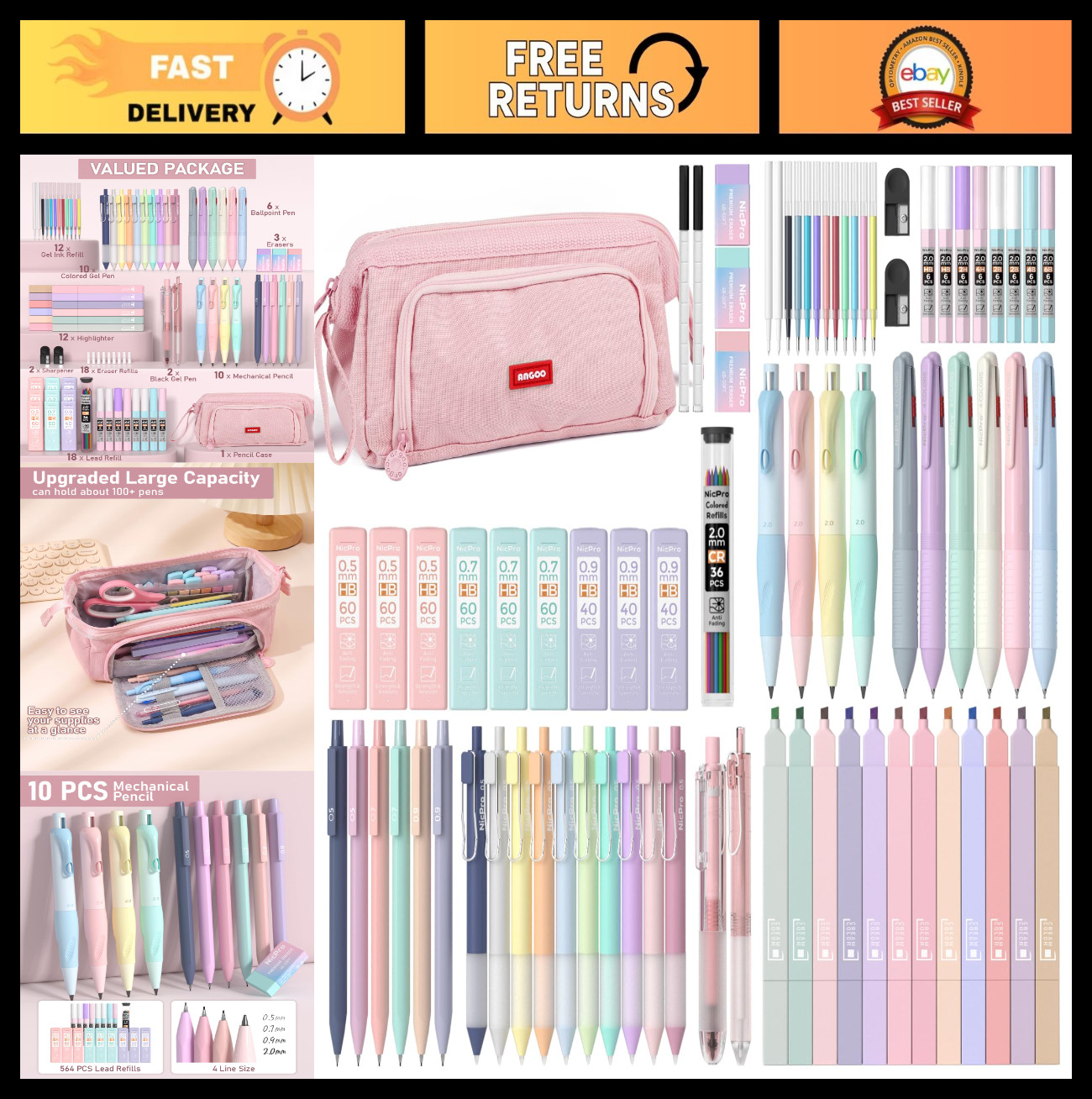 78 PCS Aesthetic School Supplies Set, Cute Pen Case, Pastel Highlighters & Gel P
