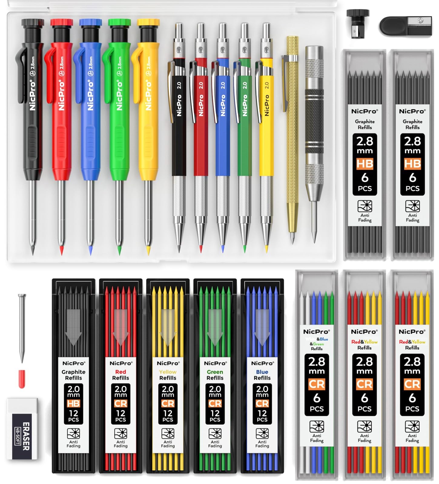 Nicpro 27 Pack Carpenter Pencils for Woodworking, 27 Pack, Multicolor