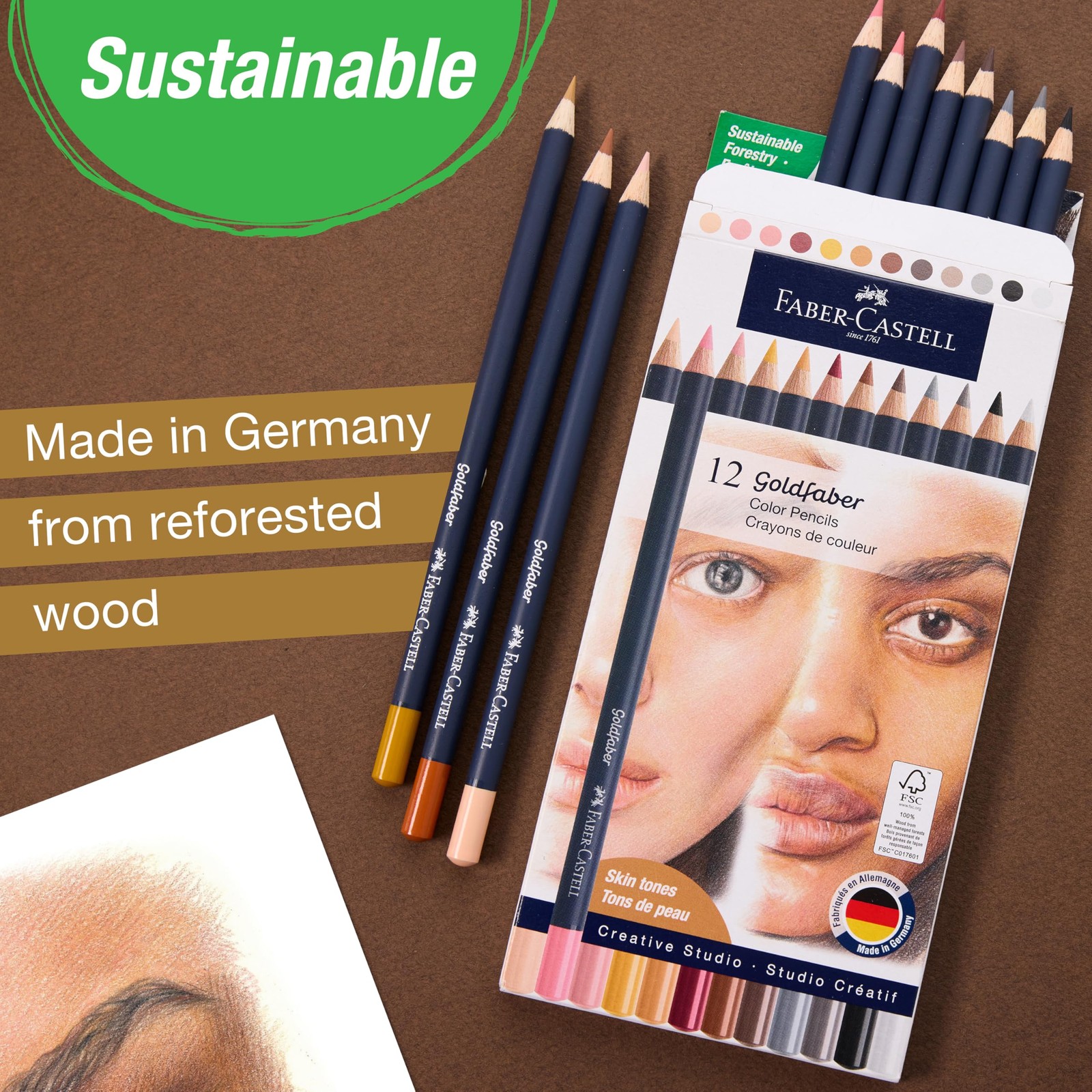 Faber-Castell Goldfaber Colored Pencils: Skin 1 Count (Pack of 12), Tone