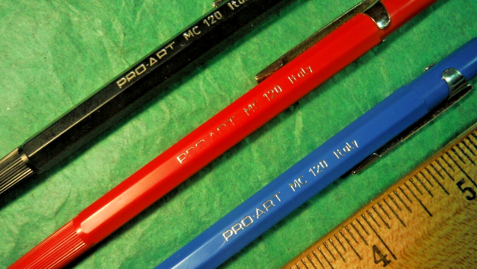 Drafting Drawing Mechanical Pencil Red Blue Black Lot of 3 Italy PROART MC 120