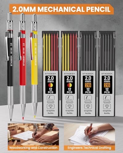 33 Pack Carpenter Pencils Set with Sharpener, 108 Refills, Long-Nib Markers & To