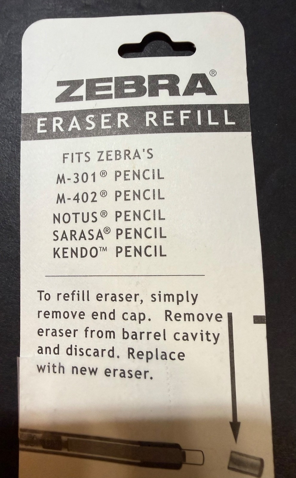 Zebra Pencil Eraser Refill 7-count (6 Packs) Mechanical M-301 M-402 Brand New