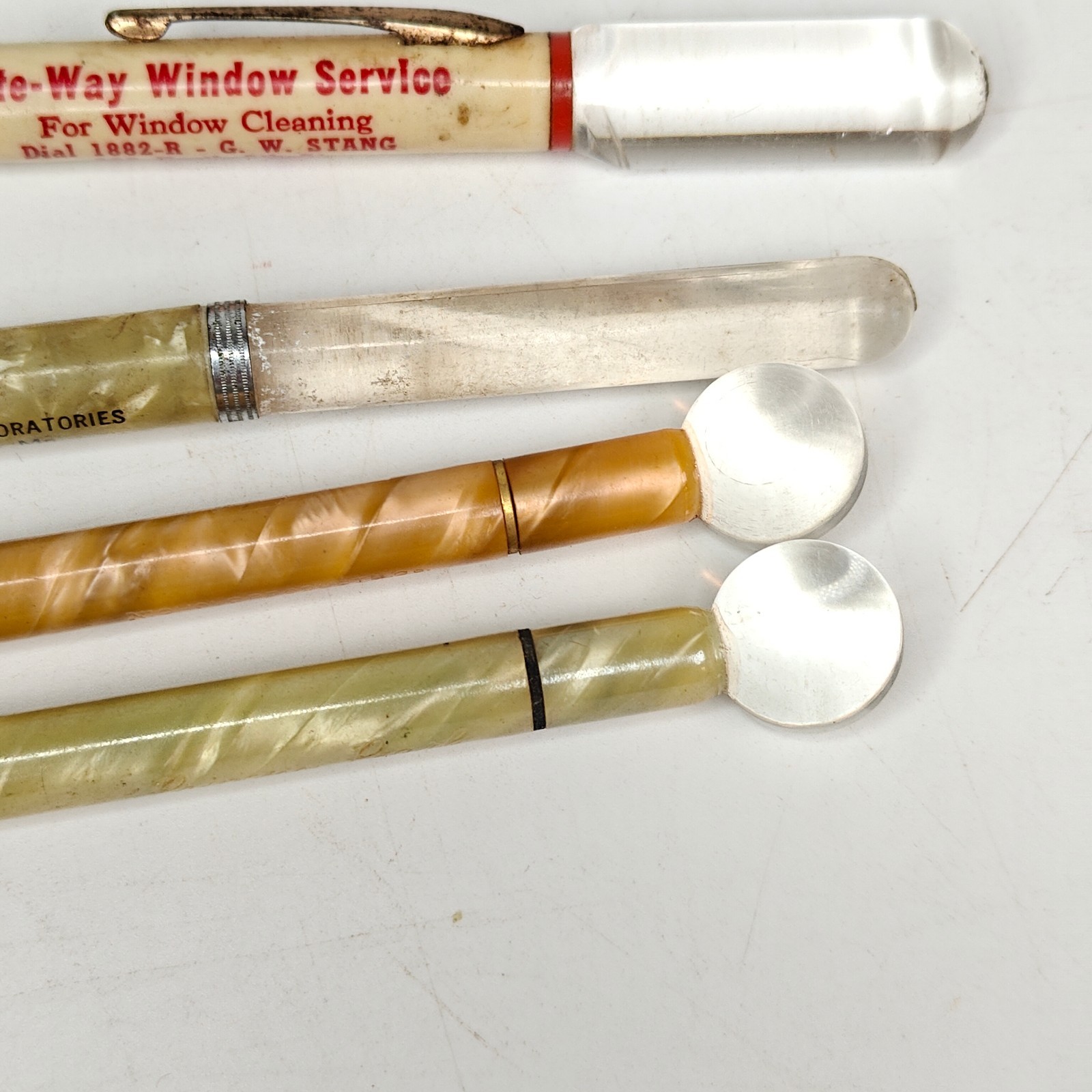 Lot 4 Vintage Advertising Pencils Magniying Phone Dialer Marbled