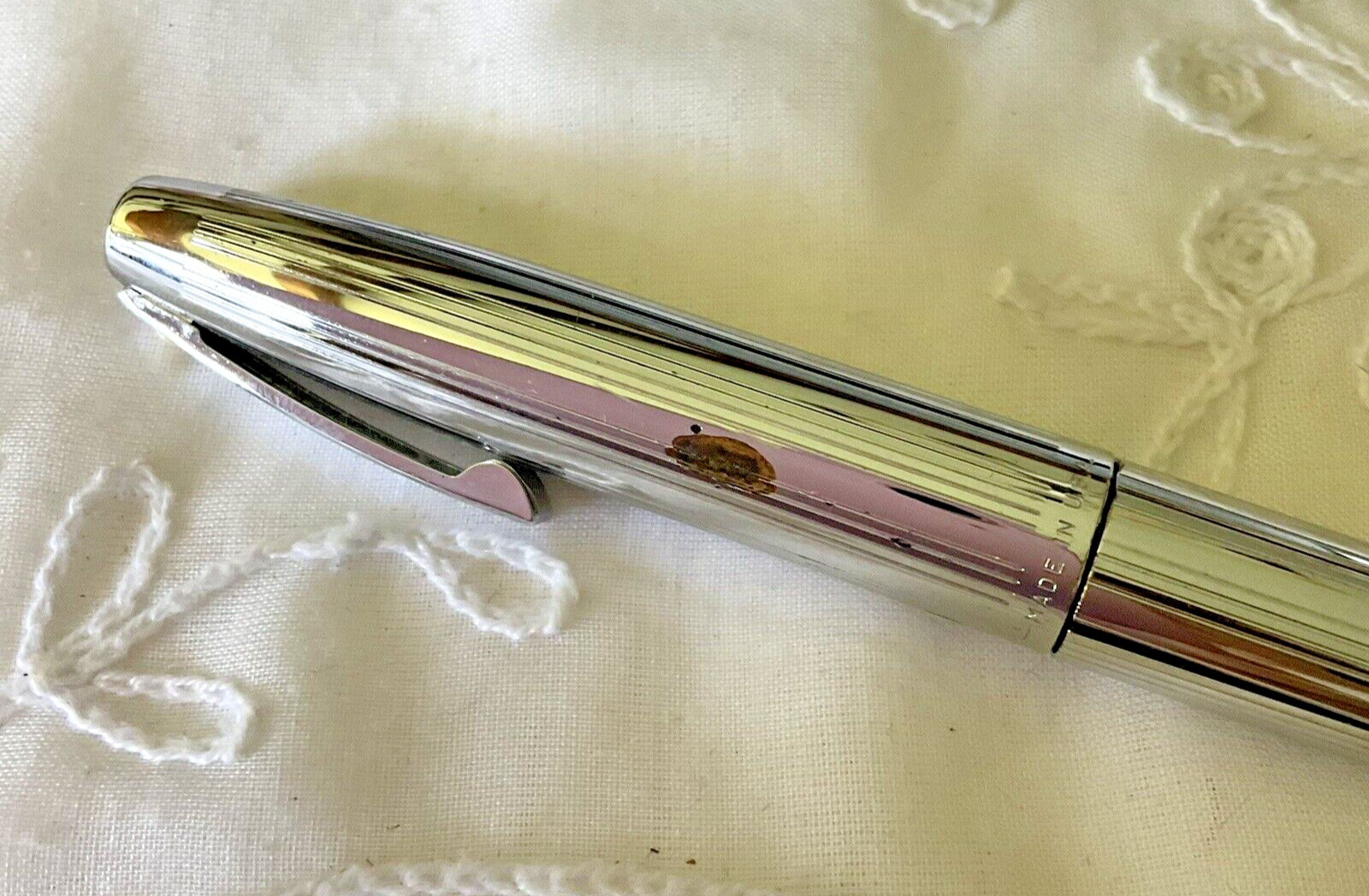 Shaeffer White Dot Tektor Fiber Marker Chrome USA Circa 1950 Needs Refill