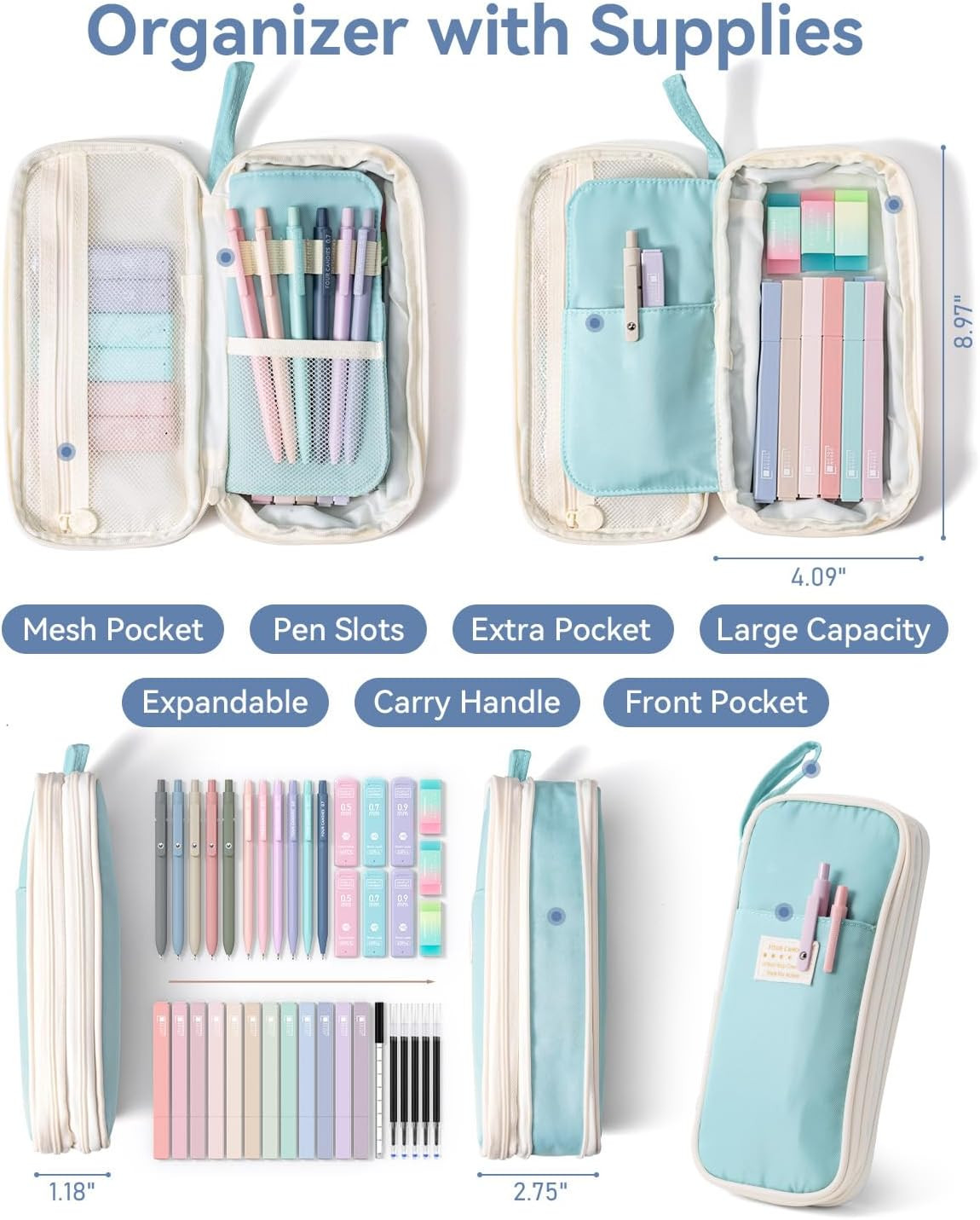 39 PCS Aesthetic Stationery Set with Cute Pen Case, College Supplies and Nursing