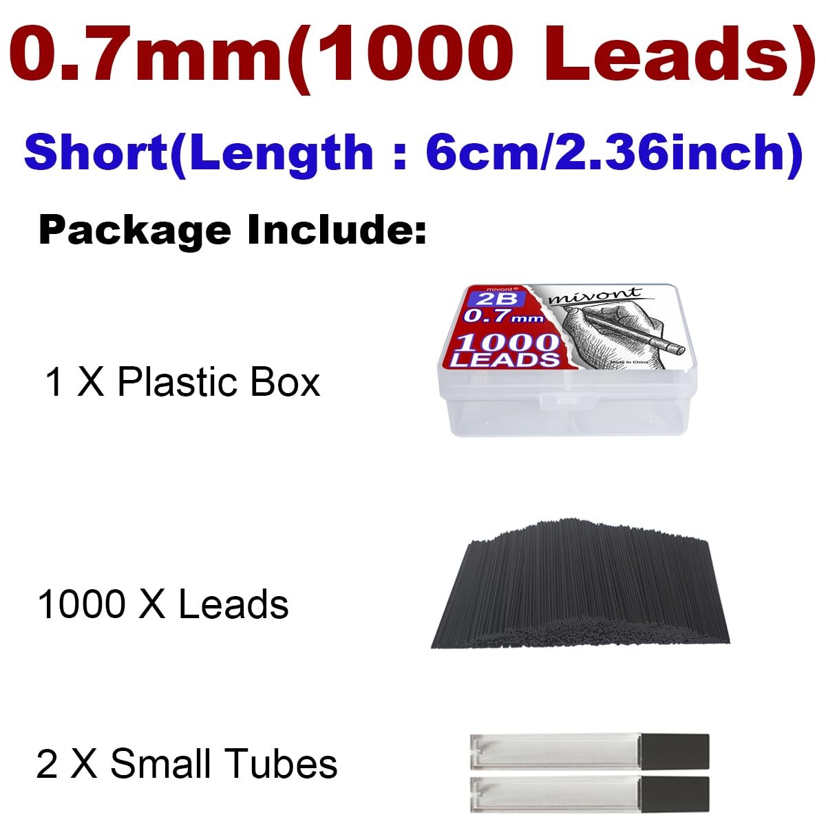 1000 PCS 0.7mm 2B BreakResistant Graphite Mechanical Pencil Lead Refills