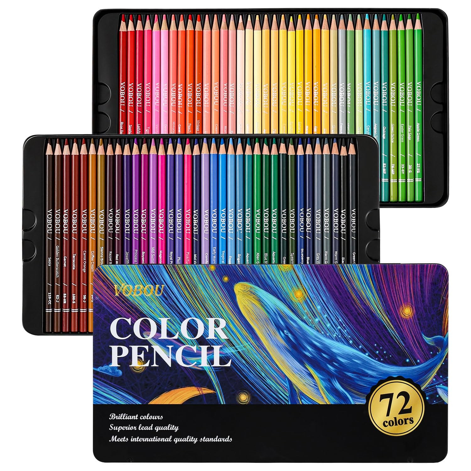 Vobou 72 Colors Artist Colored Pencils Set for 1 Count (Pack of 72), 72set