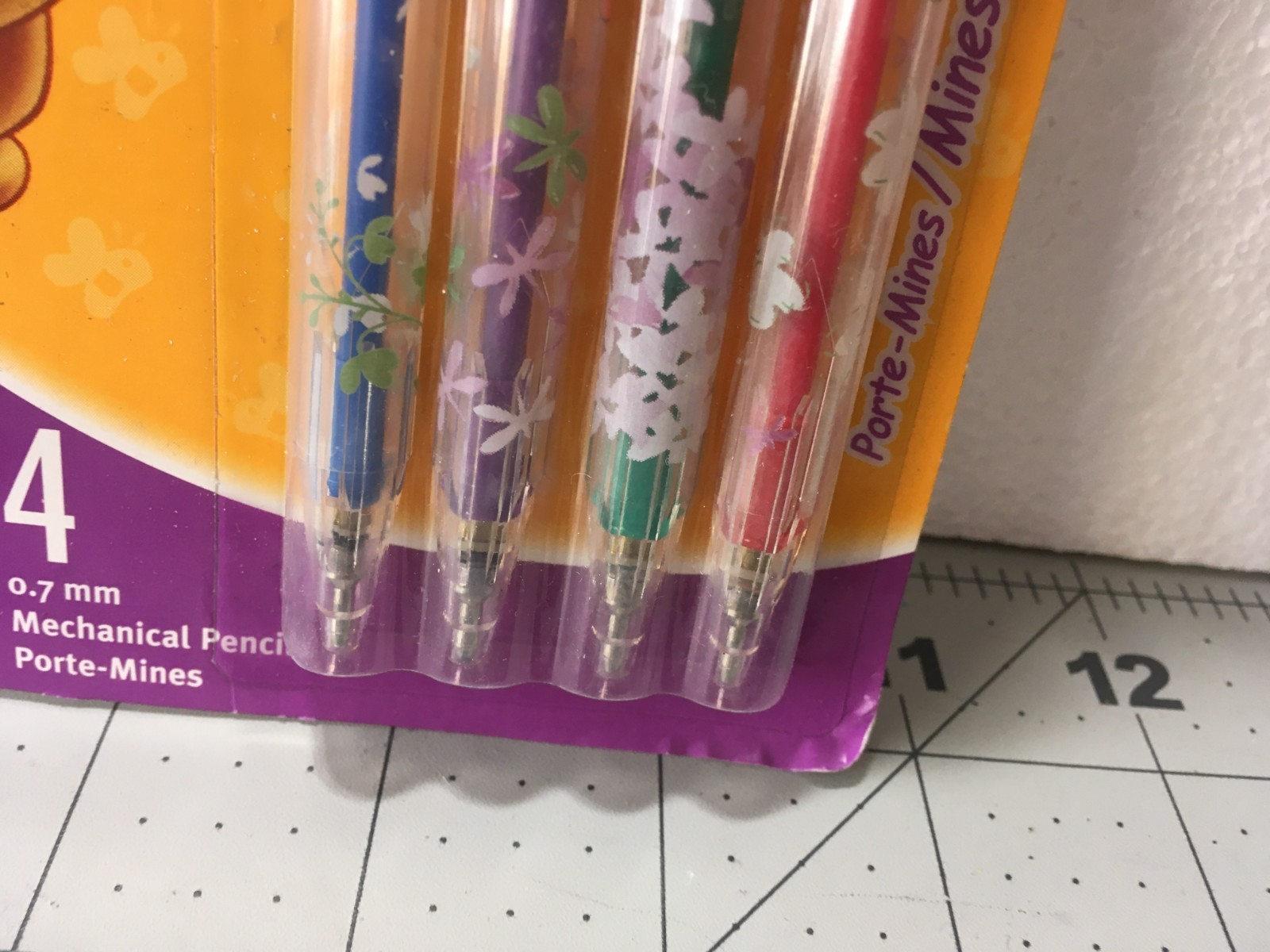 Bic Winnie The Pooh Colored Mechanical Pencils Flaws on Package 4, 0.7mm READ