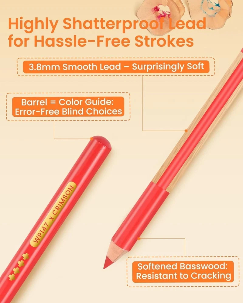 Woomer Premium Colored Pencils: 3.8mm 1 Count (Pack of 72), Multiple Colors