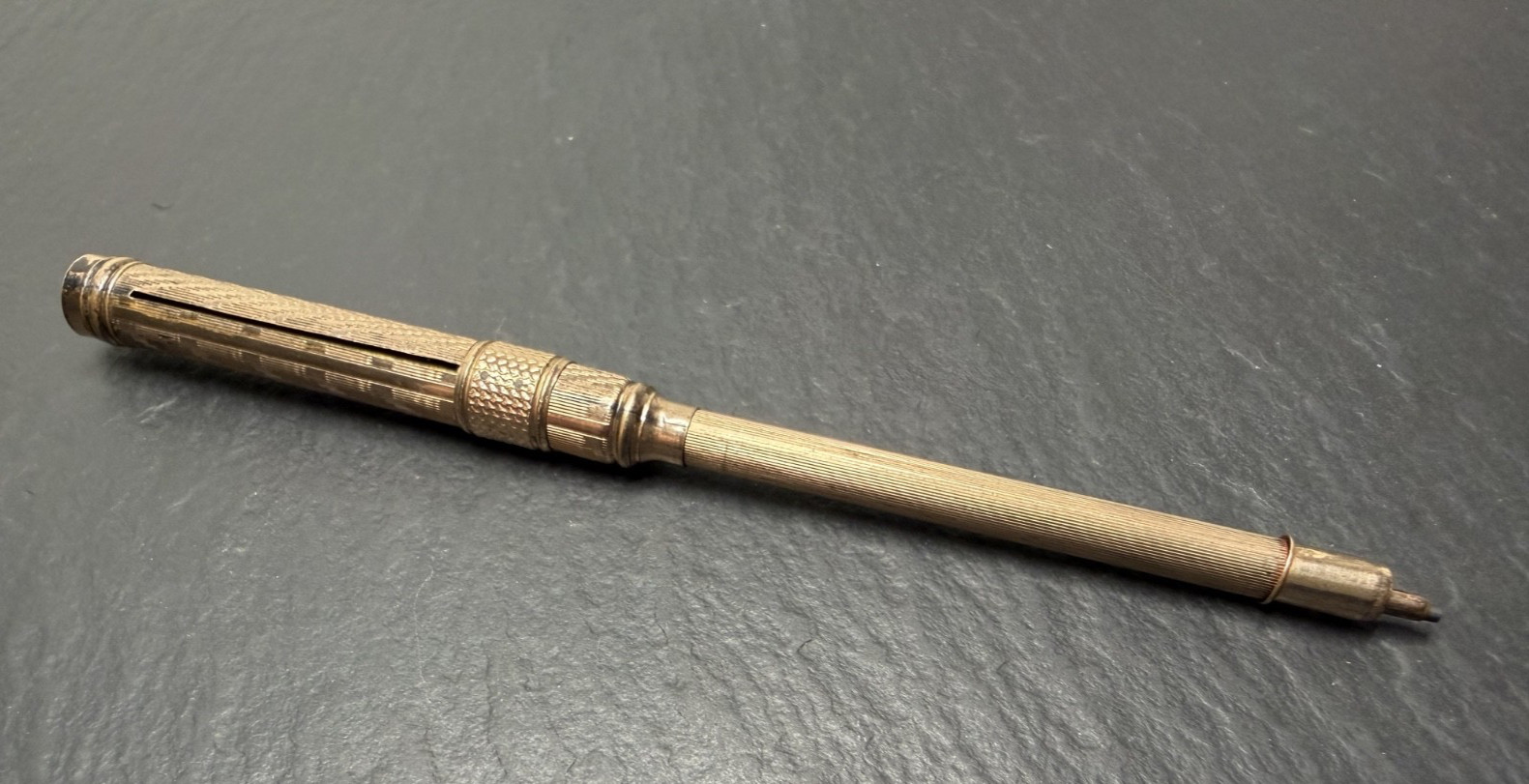 ANTIQUE GOLD FILLED COMBINATION DIP PEN W/NIB AND MECHANICAL PENCIL N995