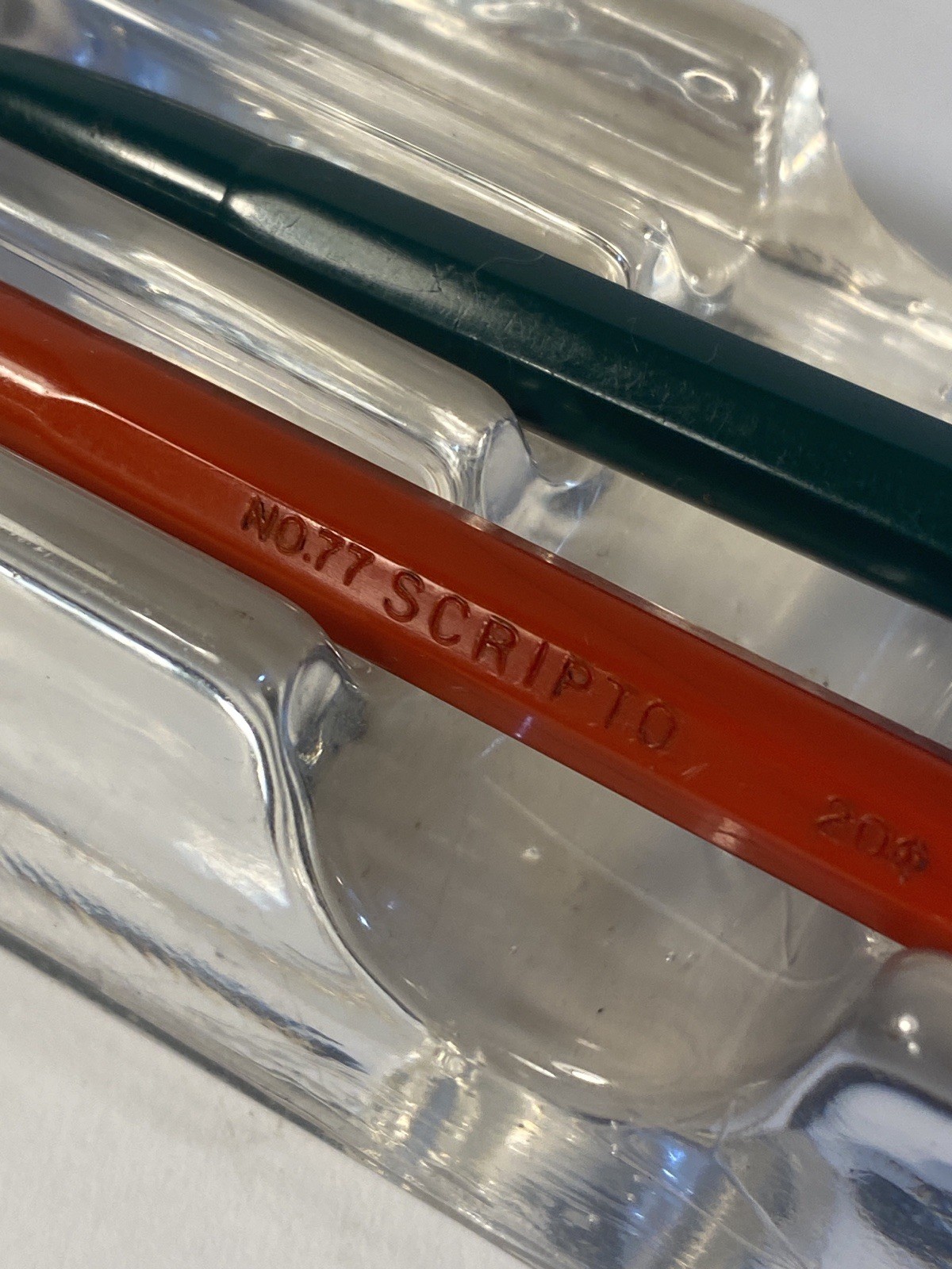 2 Vintage Scripto Mechanical Pencils Lot – No. 77 20¢ Red & Similar In Green