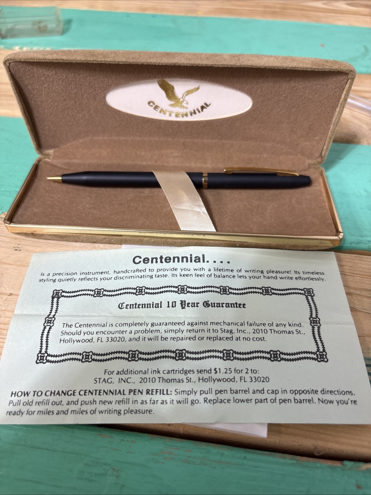 Vintage Centennial Brushed Black & Gold Mechanical Pencil w/ Case – Made in USA