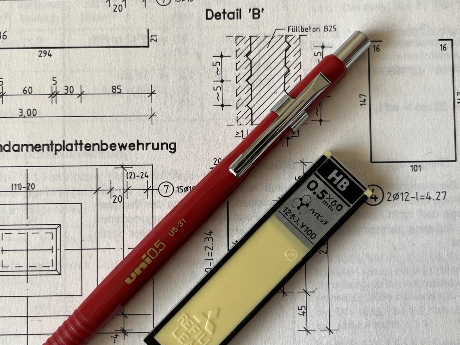 Vintage Mechanical Pencil MITSUBISHI UNI U5-31 :: Red :: 0.5 mm :: Japan :: NOS