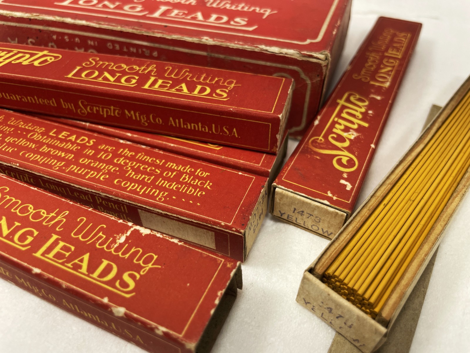 Vintage nos SCRIPTO Mech. Pencil Leads ~ 5″ YELLOW .046 60 pcs ~ $5 ship/+Free