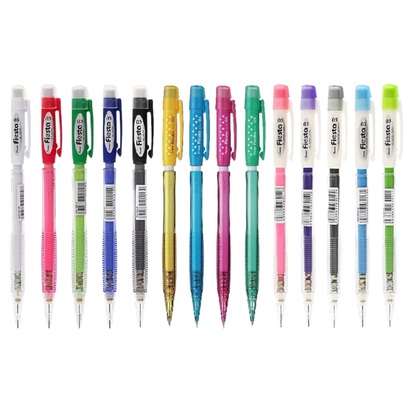 8pcs Pentel Mechanical Pencil Fiesta 0.5mm Set Mix Color Grip Zone Kids Gift